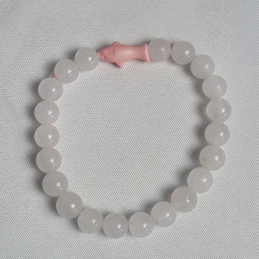 Fahlo Quest Quartz Beaded Stretch Bracelet Pink Shark Charm